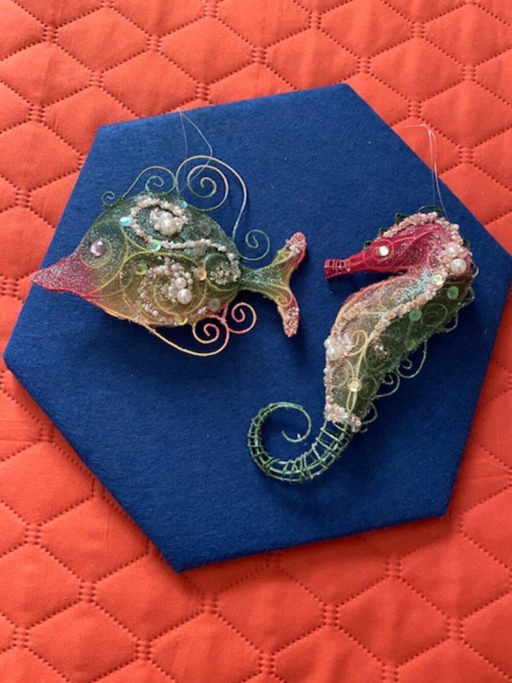 Colorful Fish & Seahorse Ornaments